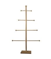 Support à bijoux en laiton à trois niveaux avec base solide et stable pour un rangement sécurisé des bijoux, finition décorative ajoutant une touche de luxe à n'importe quelle pièce.