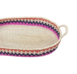 Panier à langer moderne en jonc de mer rose et noir à bandes, avec poignées latérales, en rotin, pour bébé, modèle global - Product Image 4