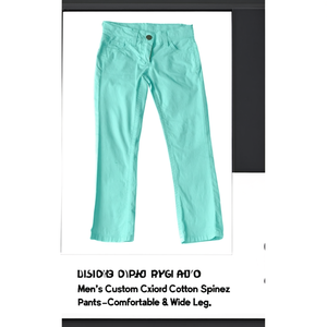 Men's Custom High Waist Casual Oxford Cotton <b>Spandex</b> Chino <b>Pants</b> Button Fly Midweight Plain Dyed-Comfortable Breathable Wide Leg - Product Image 3
