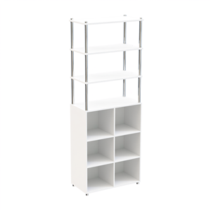 Armario de Almacenamiento Modular con Estructura Metálica de 6 Cubos y 3 Niveles Adicionales, Organizador de Librería Blanco/Plateado - Product Image 2