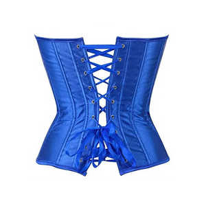 Women's Blue Satin Corset Shaper Firm <b>Control</b> <b>Tummy</b> <b>Control</b> Wear with Button Closure for Daily Use - Product Image 6