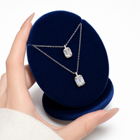 Collier pendentif en moissanite taille émeraude 1CT 2CT en argent sterling 925 couleur D VVS1, cadeau d'anniversaire, bijoux fins pour femme