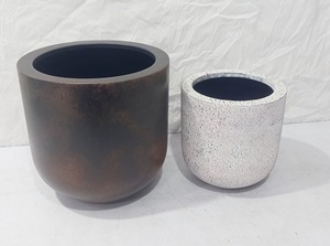 Modern Round Metal Planter Set Indoor Outdoor Flower <b>Pots</b> <b>Small</b> Large Decorative Garden Plant Containers Minimalist Home Decor. - Product Image 4