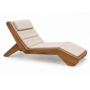 Chaise de relaxation d'extérieur en teck massif, 1 place, avec lattes, sans accoudoirs, pour patio - Product Image 3
