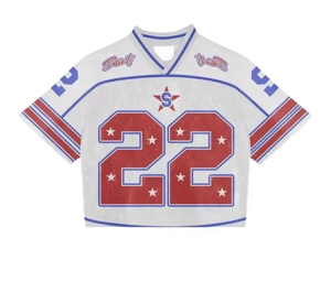 เสื้อฟุตบอลตาข่ายทรงบ็อกซี่ฟิตคุณภาพสูงสำหรับผู้ชาย พร้อมดีไซน์สั่งทำได้ ขายส่ง MOQ ต่ำ พิมพ์ลายแบบ Sublimation เสื้อตาข่ายแบบครอป - Product Image 1