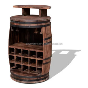 Mueble Bar Moderno de Madera con Forma de Barril, Estante para Vinos, Mueble Bar de Madera Maciza Redondo, Almacenamiento de Botellas Hecho a Mano 2026 - Product Image 5