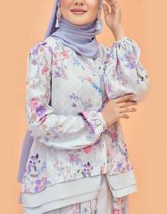 Ropa Islámica Malasia, Conjunto de Abaya Brillante, Baju Kurung SIPO, Moda Eid, Traje de 2 Piezas de Satén de Seda, Musulmán - Product Image 5