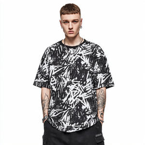 เสื้อยืดพิมพ์ลายซับลิเมชั่นทรงหลวมไหล่ตก ผ้าโพลีเอสเตอร์คอตตอน 100% แฟชั่นผู้ชาย เสื้อยืดโอเวอร์ไซส์ - Product Image 2