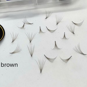 ขนตาปลอมสำเร็จรูปสีน้ำตาลแบบพัด  สำหรับต่อขนตา  แบบ C/CC/D/DD/M Curl  ฐานแหลมสีดำด้าน  ทำจากเส้นใยสังเคราะห์ PBT - Product Image 1