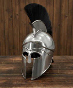 Casque corinthien spartiate en métal avec plume rouge, casque de guerrier antique, objet décoratif historique de collection - Product Image 5