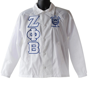 Zeta Phi Beta Autumn Fashionable Thin Vintage Denim <b>Coaches</b> Jacket-Athletic Stylish Breathable Eco-Friendly Windbreaker for Men - Product Image 1