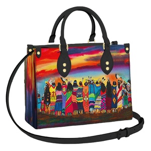 Bolso de Mano con Estampado Nativo Americano para Mujer, Impresión Bajo Demanda, Bolso de Hombro de Cuero, Bolso Tote Lujoso y Exquisito para Dama - Product Image 1