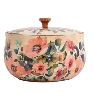 Marmite en bois de haute qualité avec couvercle écologique Plats et assiettes de cuisine traditionnelle pour servir des repas chauds et le stockage des aliments - Product Image 1