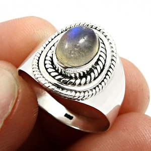 925 Solid Sterling Silver Bezel Setting <b>Ring</b> With Genuine Oval Shaped <b>Labradorite</b> Gemstone Stunning Bohemian Jewelry Collection - Product Image 2