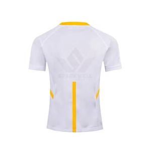 เสื้อยืดรักบี้สีเขียวสำหรับผู้ชาย แขนสั้น คอกลม ระบายความชื้นได้ดี ผลิตจากโพลีเอสเตอร์ ทรงปกติ สีพื้น ใส่ได้ทุกฤดูกาล ชุดกีฬา - Product Image 3
