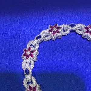 Bracelets Iced Out Moissanite Fleur Plaqué Or Argent Sterling 925 Maillons Infini Hip Hop Tendance Bussdown - Product Image 4