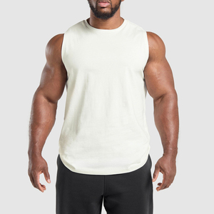 Débardeur Homme Col Rond en Coton Lourd Tricoté Lavé Respirant 100% Coton Personnalisable avec Logo Vente en Gros pour Musculation et Fitness - Product Image 1