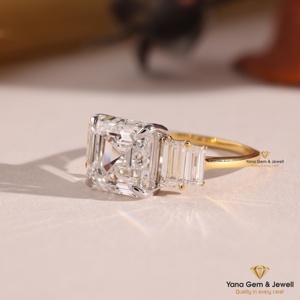 แหวนแต่งงานหรูหราทรง Asscher น้ำหนัก 1.70 กะรัต เพชร CVD คุณภาพสูงสี F ความสะอาด VVS2 ได้รับการรับรองจาก IGI ตัวเรือนทองคำแท้ 14K - Product Image 2