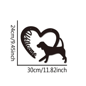 Insegna di benvenuto rustica in metallo stile farmhouse con ritagli a forma di cuore e cane per decorazioni da veranda, giardino, cortile - Decorazione da parete - Product Image 5