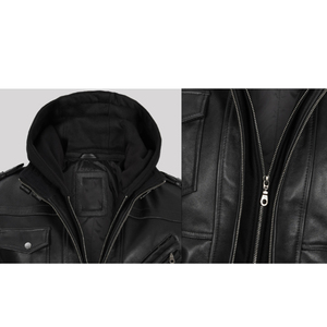 Latest Hot Selling Premium Quality Custom Design Red Real Leather Jacket Streetwear Square Collar Leather Outdoor Jacket <b>Men's</b> - Product Image 3