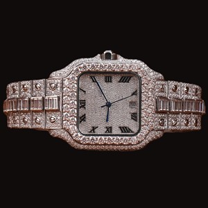 Reloj de Diamantes Blancos con Incrustaciones de Moissanita, el Más Vendido, para Eventos Empresariales o Formales, Disponible a Precio de Fábrica - Product Image 1