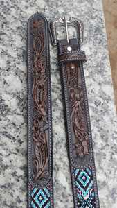 Cinturón de Cuero Artesanal de Alta Calidad con Patrones Grabados Vintage y Hebilla de Acero para Accesorios de Moda Western - Product Image 4