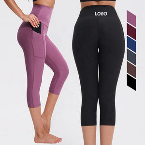 Leggings Capri para Mujer, Cintura Media, Casuales, Transpirables, Sin Costuras, Pantalones de Yoga con Bolsillo para Teléfono - Product Image 3