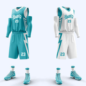 Ensemble de maillot et short de basket-ball réversible par sublimation, uniformes d'équipe double face pour hommes, vêtements de sport de basket-ball personnalisés - Product Image 3
