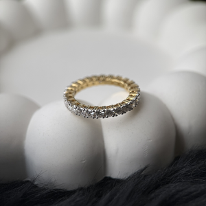 14K Yellow Gold Round Cut Lab Grown Diamond Eternity Wedding Band IGI Certified Full Eternity Stackable Ring - Product Image 2