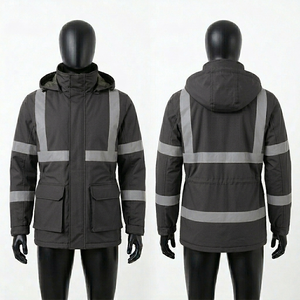 Mens Reflective Security <b>Jacket</b> 340 GSM Heavy Duty Polyester Cotton Olive Green Panel Design Custom Logo Uniform - Product Image 3