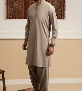 Traje Tradicional Étnico Transpirable para Hombre, Kameez Shalwar Liso, Vestido de Boda para Exteriores, Conjunto de 2 Piezas de Color Sólido, Salwar Kameez para Hombre - Product Image 5