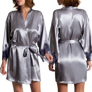 Robe de chambre classique en soie pour femme, peignoir en satin à manches longues, élégante tenue de nuit et d'intérieur, personnalisation du logo, commande en gros - Product Image 1