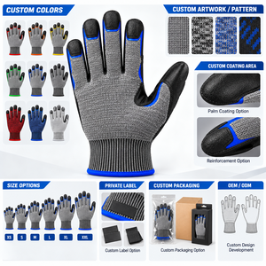 Gants de travail sans doigts résistants aux coupures, enduits de PU personnalisés, respirants, protection UV, antidérapants, sécurité, vente en gros OEM - Product Image 5