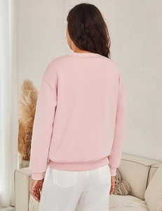Sudadera Oversize Casual de Invierno con Hombros Caídos, de Forro Polar, Rosa, al por Mayor, de Poliéster/Algodón, Estilo Urbano, Bordada, de Lujo para Mujer - Product Image 4