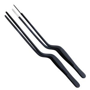 KOUNAIN 20.5cm PTFE-Coated Stainless Steel Offset Tweezers with Serrated <b>Tips</b> Non-Slip Grip Utensils for Food Preparation - Product Image 1