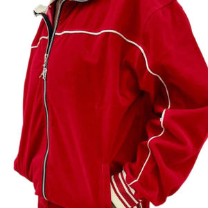 Red Men's 2 Piece Track Suit <b>Set</b> <b>Knitted</b> Polyester Sporty Summer Wear Turn Down Collar Solid Color - Product Image 3