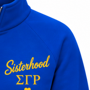 Sigma Gamma Rho <b>Women's</b> University <b>Half</b> <b>Zip</b> Up Pullover Royal Blue Greek Sorority Graphic <b>Sweatshirt</b> Custom College Streetwear - Product Image 5