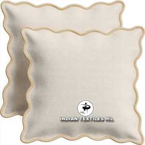<b>INDIAN</b> TEXTILES H/L Solid Wave Shape <b>Throw</b> Pillow Cover Minimalist Style Removable Washable Textile Decorative Cushion - Product Image 1