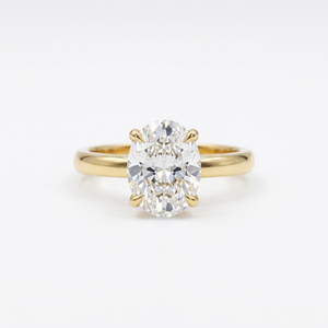 Bague solitaire pour femme en or 18 carats avec diamant ovale de laboratoire, sertie sur 4 griffes, certifiée IGI, cadeau d'anniversaire - Product Image 1