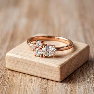Lab Diamond 0.56ct Oval And Round Cluster <b>Ring</b> for Women E Color VVS VS Clarity 10k 14k 18k Solid Gold <b>Thin</b> Band IGI Certified - Product Image 2