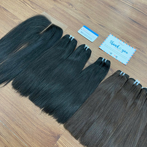 Extensiones de cabello de trama recta al por mayor 100% cabello humano Remy color negro sedoso calidad estupenda listo para enviar - Product Image 6