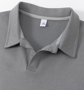 Men's Black Sporty Shirt Casual Set Summer Ice Silky Fiber Fabric Thin American-Style Lapel Short-Sleeve T-Shirt 2pcs Set Summer - Product Image 5