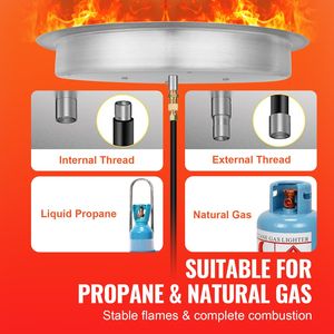 Braciere Rotondo da Incasso in Acciaio Inox da 19 Pollici con Bruciatore da 92.000 BTU e Coperchio, Piastra per Fuoco a Gas Propano Naturale, Prodotto 100% Naturale - Product Image 6