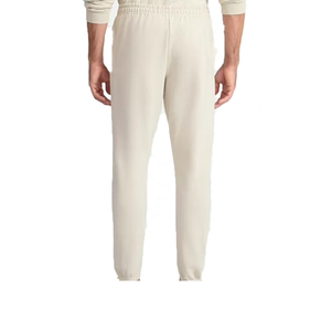 Men's Cream Sweatpants Elastic Waist <b>Drawstring</b> Casual Midweight Cotton Knitted Joggers Autumn Breathable Flat Front - Product Image 5