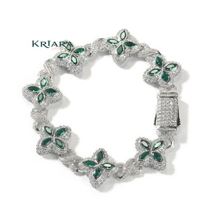 Bracelet manchette fleur en argent S925 et moissanite, plaqué rhodium, bijoux de luxe pour femme, idéal pour mariage - Product Image 2