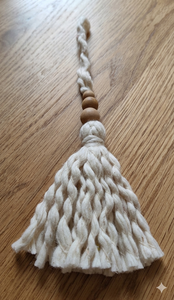 Bohemian Cotton Tassel Keychain With Wooden Beads For Entryway Decor - Product Image 6