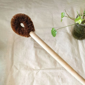 Coconut coir toilet hand <b>brush</b> coco fiber <b>brushes</b> with long handle sustainable bathroom cleaning tools - Product Image 1