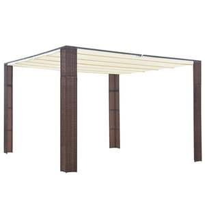 Pergola élégante de jardin marron et crème avec auvent et gazebo - Product Image 1