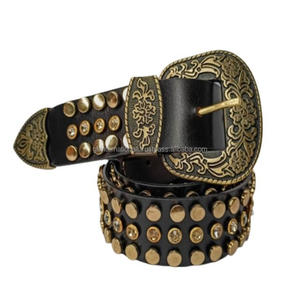Custom 38mm <b>Wide</b> Gold Crystals Studs <b>Leather</b> Casual <b>Belt</b> Men Luxury Shiny Diamond Studded Jean Genuine <b>Leather</b> <b>Belts</b> - Product Image 4