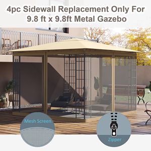 <b>Replacement</b> Beige Mesh Sidewall Netting with <b>Zippers</b> for 10FT X 10FT Gazebos and Canopy Tents Tent Accessories - Product Image 4